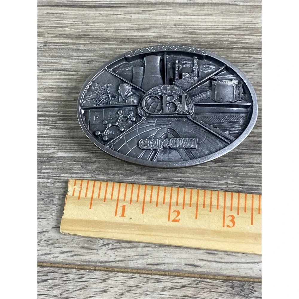 CBI + Shaw Joining Forces 2013 Commemorative Belt Buckle W/ Stand Made‎ in USA